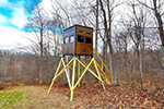 Elevated Hunting Blind in Forested Area with Surround View
