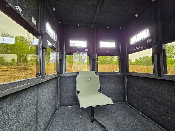 Interior of Hunter's View Hunting Blinds Millersburg with rotating chair
