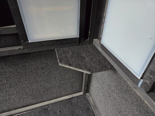 Carpeted Shelf Installation Inside Hunting Blind Millersburg